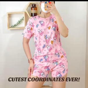 Kawaii Sanrio My Melody Kuromi Hello Kitty and Friends Ice Cream Bear Flamingo and OTHER PRINTS Terno Shorts PLUS SIZE Baby Mommy FIT LARGE TO 3XL SOFT COTTON STRETCHY