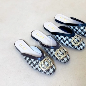 LOEI Ayumi Sandal Flat Wanita Slip On Terbaru Sepatu Mules 5495