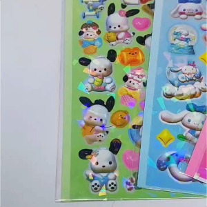 TAIYO 3D Sticker Sanrio Hologram 7.5x20cm Karakter Stiker Panjang Kuromi Melody Hiasan Dekorasi