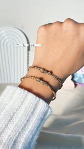 Gelang Couple Saka simple Aestetic barang manik Stainless capel cauple pasangan Tali Huruf Custom