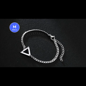 Geometric Triangle Charm Silver Stainless Steel Bracelet Men Bangle Anti Karat Gelang Tangan Lelaki Fashion 不锈钢 几何三角形 手链