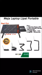 Meja Laptop Portable ada KIPAS/Meja Lipat Laptop Fleksibel Aluminium Serbaguna