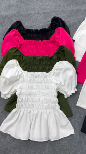 Set Bộ Nữ Bigsize Áo kiểu Vải Nhún Chun Co Giãn Kèm Quần Đùi Ống Rộng Chubby - SET917