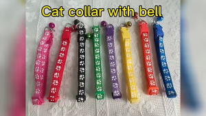 Colorful Paw Print Adjustable Nylon Cat Collar with Bell by Harriet Trading