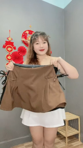 Chân váy chữ A bigsize nữ hai bên cột nơ thời trang có lót dáng dập ly lệch-CV404