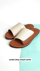 Sandal Slop Papirut Kulit Sintetis Wanita Sol Karet Non Slip Anti Licin Avenlee Anais
