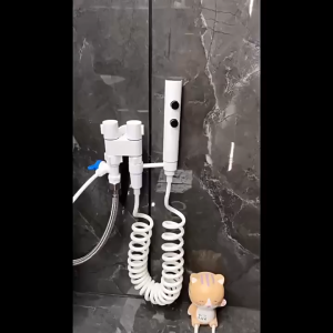 Vòi Nước 2 Đầu Ra Có Khoá Độc Lập với Bộ Vòi Xịt Vệ Sinh INOX 304 Vòi Máy Giặt Chia 2 Nguồn Nước Kèm Dây