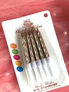 ONE-C1149 Lilin Ulang Tahun Spiral Kecil Isi 10Pcs Birthday Candle / Lilin Ulir Metalik Warna Warni