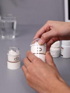 Myelement 3 in 1 Portable Pill Cutter&Crusher with Pill HoldersSmall Compartments Daily Medicine Storage Box