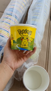 Set 50 cốc tô giấy kèm nắp PP chịu nhiệt - Đựng Cháo đồ ăn - In hình ngộ nghĩnh cho bé - Size 360ml 480ml