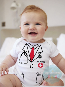 Baby Career Onesies - Lady Doctor Pink with Free Name Print