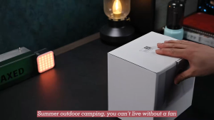 10000mAh USB Chargeable Desk Tripod Stand Air Cooling Fan with Night Ring Light Outdoor Camping Ceiling Fan