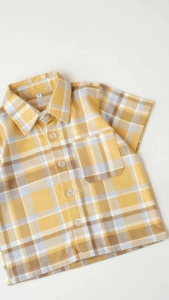 JOYFULBABY Kemeja Lengan Pendek Flanel Anak