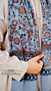 Sorban Putih Motif Batik Kasmir India Murah Berkualitas Panjang 200 cm x 120 cm Rayon Premium