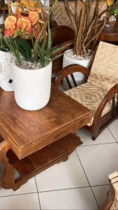 Meja Kursi Kuno Antik: Bahan Sandaran & Dudukan Rotan, Rangka Jati Asli, Model Klasik Vintage