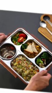 Lunch Box Tempat Makan Sekat Plus Tas Bekal Stainless 304 Food Grade Free Sendok Sumpit Anti Tumpah