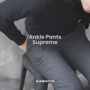 BLUEBUTTON Trouser Pants Celana Bahan Ankle Pants Supreme Navy
