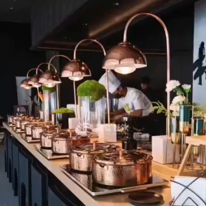 【Mideca】Commercial Food Warmer Lamp 250W Heating Lamp Food Warmer Marble base  Stainless steel Food Lamp Restaurant Buffet
