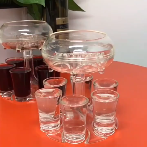 Glasspak 45ml 6 in 1 Alcohol Dispenser With Shot Glass Beer Dispenser Wine Dispenser Drink Dispenser Beverage Dispenser With 6 Shot Glass Bar Decoration Accessories PMMA/Acrylic Material Transparent Color