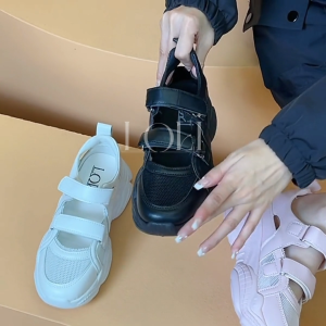 LOEI Deana Sepatu Sneaker 2 Strap Casual Wanita Kekinian Wedges Gunung Terbaru WL788