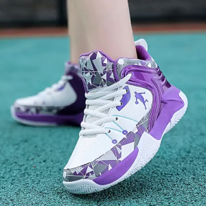 Basketball shoes men Korea New high-top leather waterproof Anti slip and wear-resistant basketball shoes size28-39(+1 size)