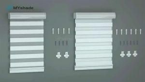 Bakhome ม่านม้วน ดิมเอ้าท์ เมจิกสกรีน สำเร็จรูป มู่ลี่ ดูโอสกรีน ซีบร้าไบลนด์ ม่านหน้าต่าง 2 ชั้น โซ่ดึง Zebra blind เหมาะสำหรับห้องนั่งเล่น ห้องครัว สำนักงาน