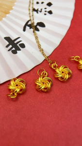 จี้ทองคําแท้ 18k (ปม Ruyi) 98.95 ทองอิตาลี น้ําหนัก 0.9 กรัม