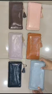 Deabolar Dompet Panjang Wanita JC806 Muat HP 6.5 Inch Bahan Sintetis Kilat Lilin Tebal Dengan Tali Pendek
