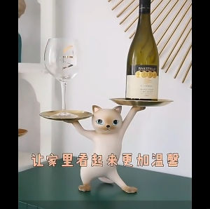 Fabulous Cat Tray Welcome Figurine Decoration Cute Display Figure Display Counter Desk Candy Tray