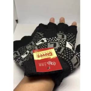 Găng tay bao tay len nam cắt ngón chống nắng màu đen