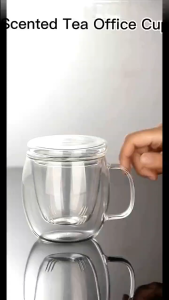 Glass Teacup Coffee Mugs With Dustproof Glass Lid Tea Filter Heat Resistant Tea Infuser Coffee Cup Infuser Filter Glass Tea Mug