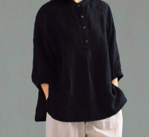 Women Long Sleeve Stylish Cey crepe Material Modest Plain Blouse Baju Wanita Women Blouse Casual Soft Fabric Trending Shirt