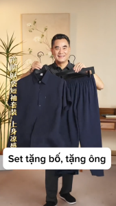 Đồ Bộ Đũi Nam Trung Niên Cho Bố Dáng Cổ Sơ Mi Lịch Lãm