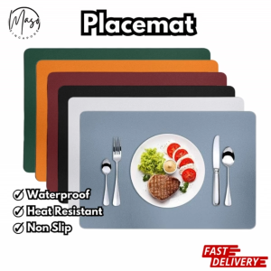 Table Placemat - Faux PU Leather Vinyl Reversible Waterproof Heat Resistant Non-Slip Washable for Kitchen Dining Table