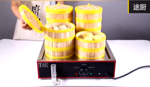 เครื่องนึ่งซาลาเปา ตู้นึ่งติ่มซำ อุ่นได้ 4-6ช่อง High Efficiency Electric heat table six-hole energy-saving Steamer