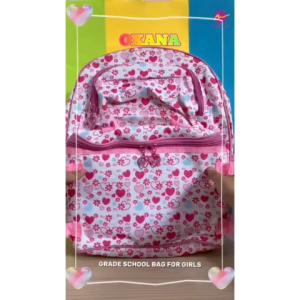Boardwalk Oxana School Girls Backpack with Pink Hearts Design