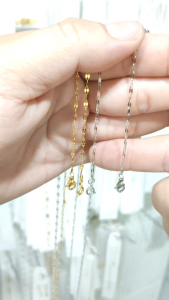 Dây chuyền titan nữ đơn giản không mặt dây mắt xích dẹp thời trang trắng vàng sáng màu lấp lánh hjhjshoptrangsuc