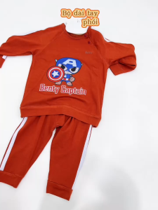 Bộ dài tay cài chéo thể thao in BENTY Captain BT097 chất vải mềm mịn đồ bộ cao cấp bé trai bé gái