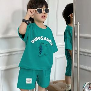 1-7 Years Old 3D Dinosaur Boys Clothes Child 2Pcs Set Top Pants T-Shirt Baju Set Budak Lelaki Baju Raya Kanak Boy Baju Seluar Ready Stock 男童衣裤套装