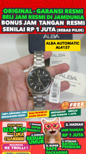 ALBA ORIGINAL - ALBA AL4137 X1 ALBA AL4137X1 Men LA - Silver - Stainless Steel - Diameter 4.2CM- Water Resist 50 Meter - Jamdunia / Jam dunia JD18 # Jam Tangan Pria Jam Pria Jam Tangan Anti Air + ALBA AL41 37 AL 41 37 X1 AL4