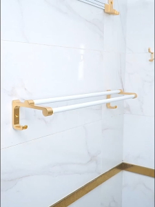 MEIDOO ชั้นวางผ้าขนหนู กล่องกระดาษ ที่ใส่เครื่องเป่าผม ชั้นวางในห้องน้ำ ชั้นวางในห้องน้ำ อะลูมิเนียม อุปกรณ์ห้องน้ำ สีขาว/ทอง