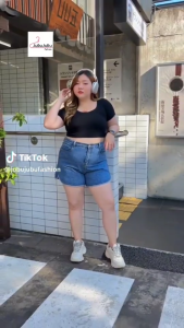 พร้อมส่ง🍒เสื้อครอปผ้าร่องคอกลมแขนสั้น  เสื้อ ครอป อก 34-48 นิ้ว ไซส์  เสื้อสาวอวบ เสื้อยืด#491