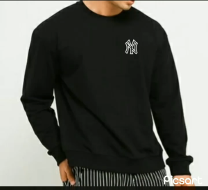 Jaket Sweater Crew Neck Casual & Sweatshirt Basic Pria Wanita Lengan Panjang Bahan Kain Fleecy Warna Hitam Size XS/S/M/L/XL/XXL/3XL