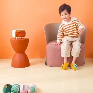 Cartoon Plush Embroidery Happy Dinosaur Cotton Indoor Slippers for Kids & Boys