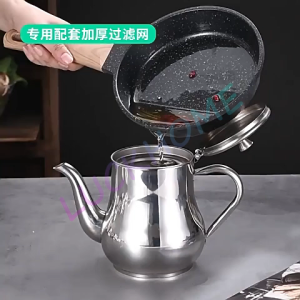 Saringan Minyak Goreng Stainless Steel Teko Penyaringan Minyak Teko kopi Tempat Saringan Oil Pot Minyak Bekas Gorengan Wadah Saringan Minyak Goreng Anti Karat Stainles