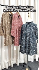 Bebby Home Kids Girl Dress 6M-6Y Gaun Budak Perempuan Cotton Soft Baju Baby Girl Gaun Lengan Panjang Toddler Long Sleeve Gown Baju Gaun Kanak Kanak Baju Raya Anak Kids Clothes Toddler Dress