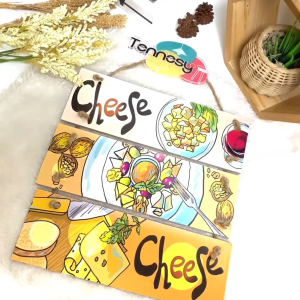 TENNESY Hiasan Dinding Dapur Cheese Food 3 Susun Dekorasi Dinding Dapur Kitchen Pajangan Kayu Poster Dekorasi Rumah