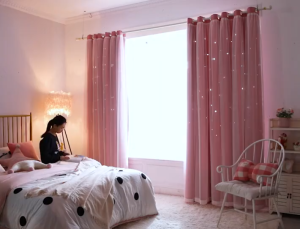 Blackout Curtains Bedroom Home Full Blackout Rental House With Ring Type Beautiful Star Pattern Living Room Balcony Blackout Curtains