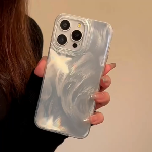 Case Hologram Feather Iphone 15 Pro Max 15 Pro 15 14 Pro Max 13 13 Pro 12 11 XR X XS 7+ 8+ Casing Shimering Acrylic Glossy Tebal