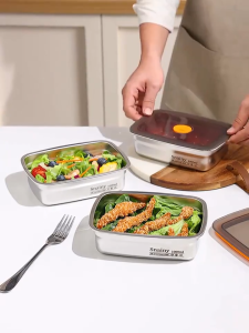 316 Stainless Steel Food storage container freezer microwavable airtight food container fresh keeping box food keeper with vacuum sealing cover Leak-proof Antimicrobial Japan stainless food tray lunch box for kid kitchen storage rack organizer